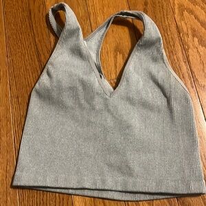 FREE PEOPLE MOVEMENT RIBBED GREY TANK